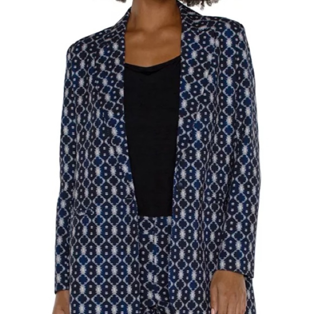 NWT Liverpool Los Angeles navy black and white batik blazer